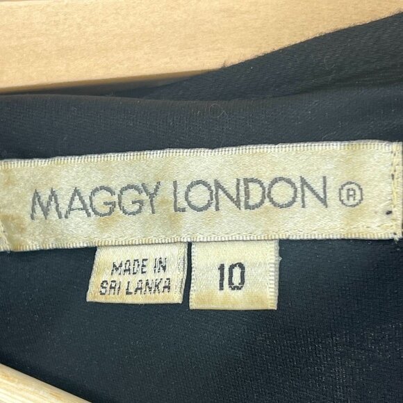 Maggy London A-Line Dress Black Sleeveless Multi Crochet Lace Bodice Size 10 Vtg - Picture 6 of 8